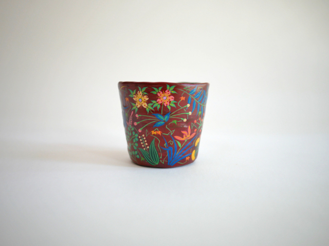 山内泰次　麻糸乾漆フリーカップ 四季草花