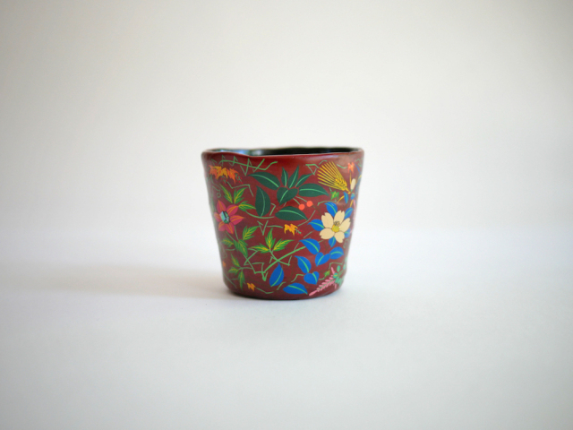 山内泰次　麻糸乾漆フリーカップ 四季草花