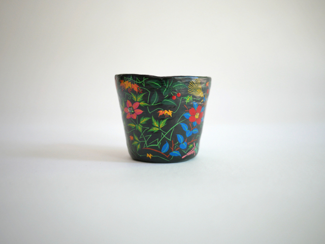山内泰次　麻糸乾漆フリーカップ 四季草花
